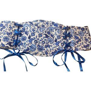 Scarlet Darkness Womens Floral Blue and White Corset Underbust Sz 16 Adjustable